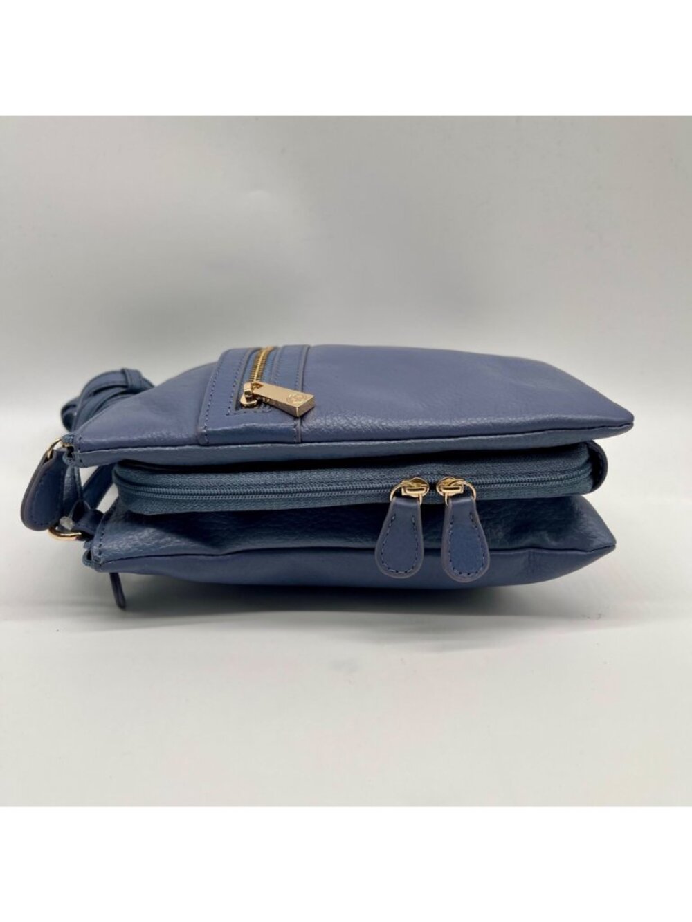 Giani Bernini Blue Pebble Leather Triple Zip Dasher Crossbody Bag - Picture 3 of 10